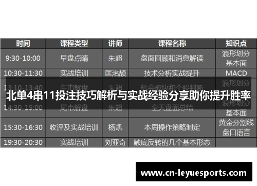 北单4串11投注技巧解析与实战经验分享助你提升胜率